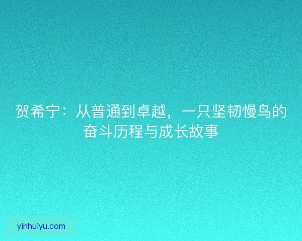 贺希宁:从普通到卓越,一只坚韧慢鸟的奋斗历程与成长故事 贺希宁:从普通到卓越,一只坚韧慢鸟的奋斗历程与成长故事