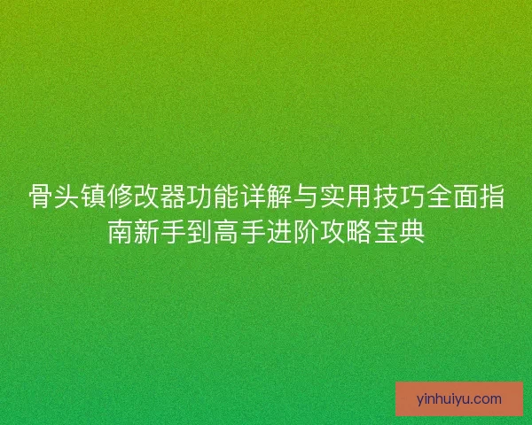 骨头镇修改器功能详解与实用技巧全面指南新手到高手进阶攻略宝典