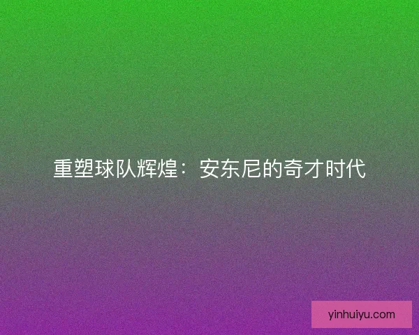 重塑球队辉煌：安东尼的奇才时代